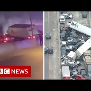 Driver captures lethal 100-automobile Texas pile-up – BBC News
