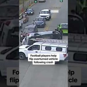 Louisville football players and utterly different bystanders flip overturned vehicle after fracture #shorts