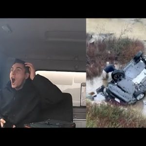 Starting up Driver Saves Passengers of Flipped-Over Automobile