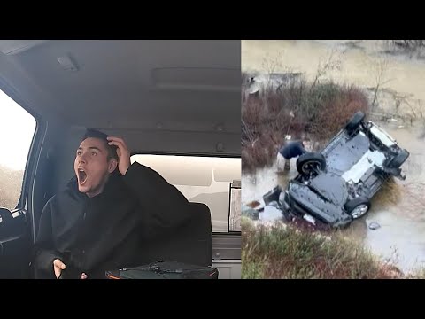 Starting up Driver Saves Passengers of Flipped-Over Automobile