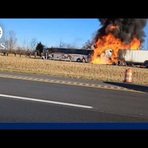 Semitruck taking into account fiery collision on Ohio freeway