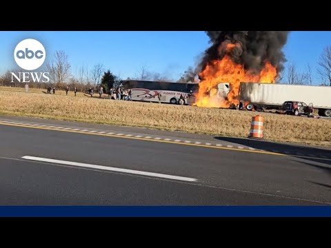 Semitruck taking into account fiery collision on Ohio freeway
